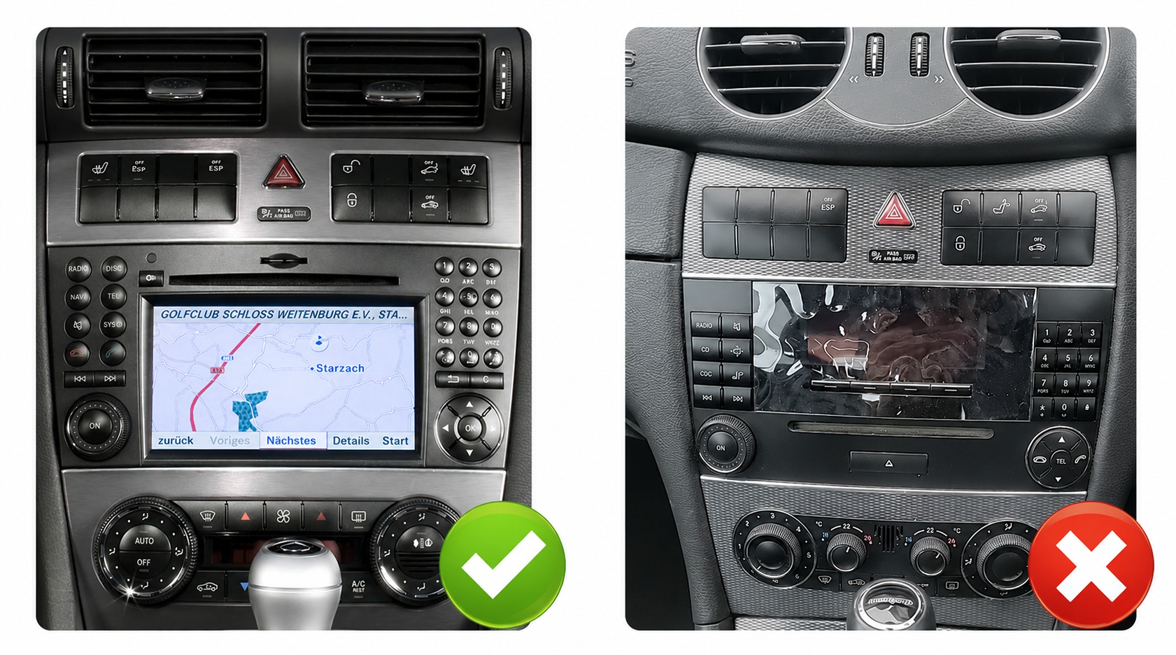 Palubovka pro 2DIN chytré autorádio Mercedes-Benz Třída C 04-11 evtech.cz1
